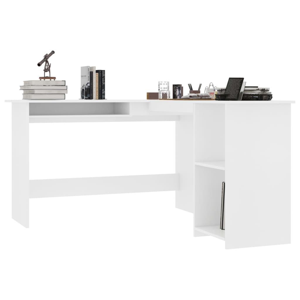L-Shaped Corner Desk White 120x140x75 cm Chipboard